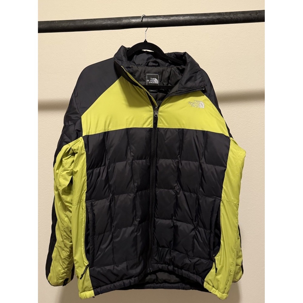 The North Face 550 Down Puffer Jacket Men's XL Black Green Full Zip Gorpcore